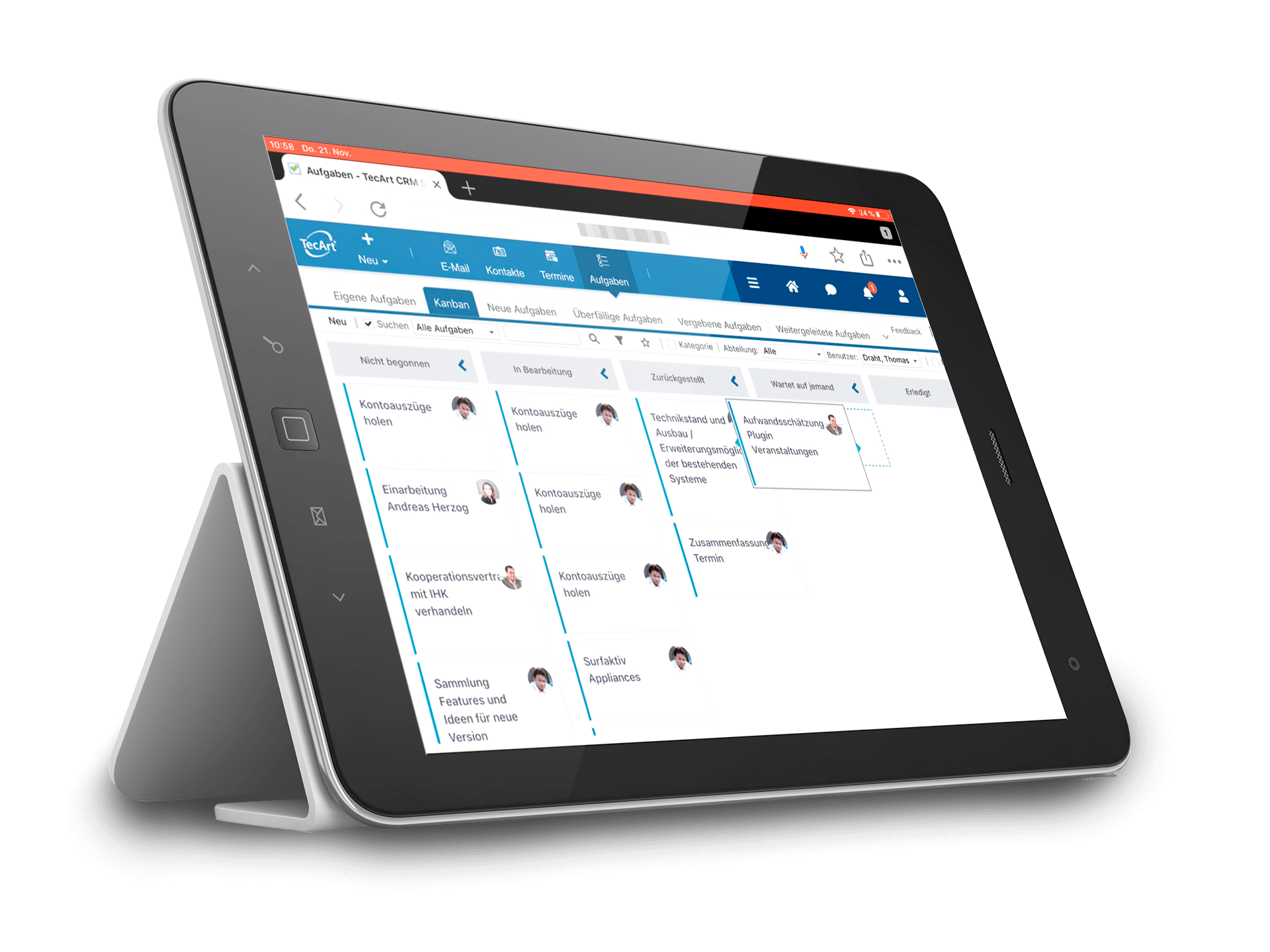 TecArt CRM Service Übersicht am iPad