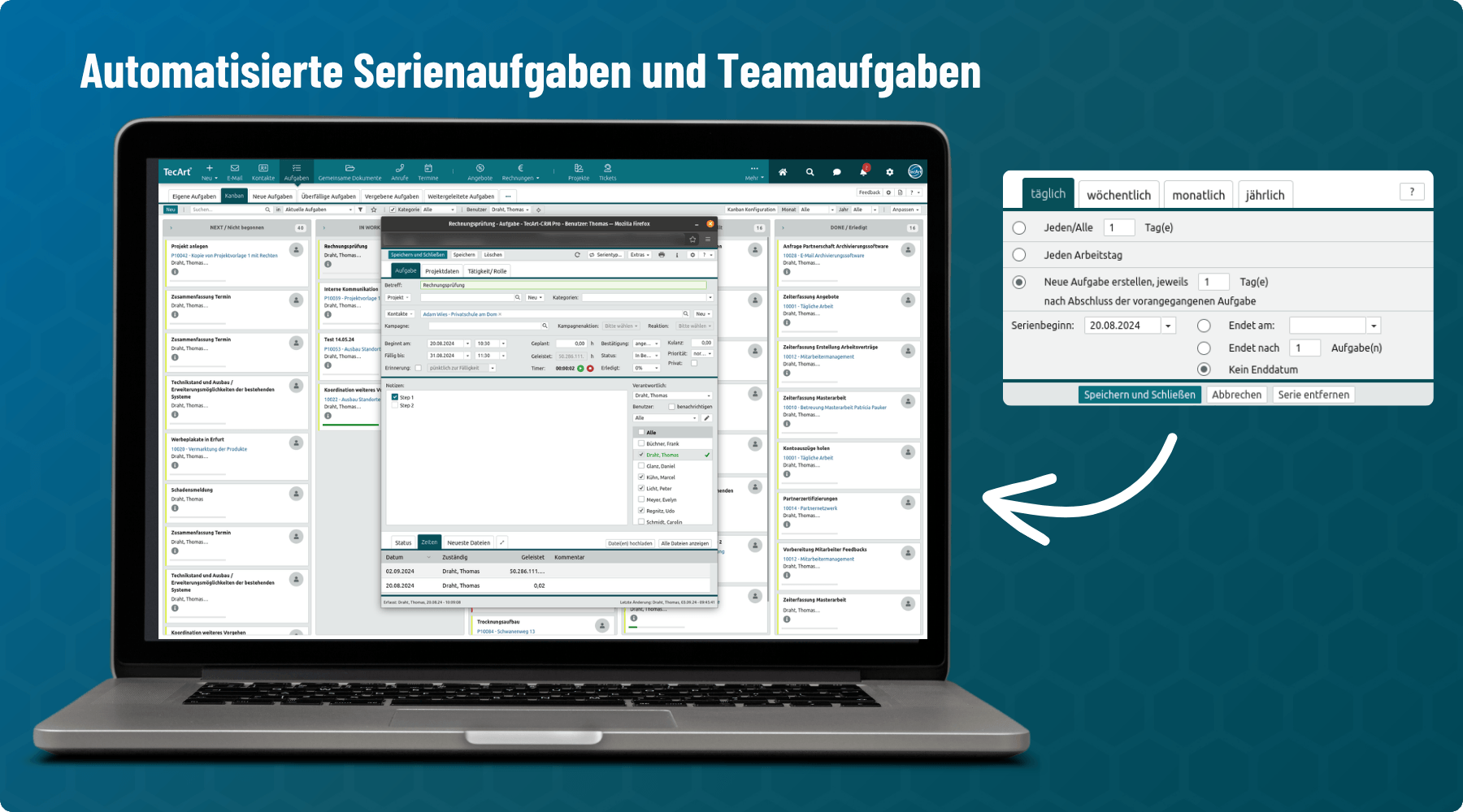Automatisierte Serienaufgaben und Teamaufgaben