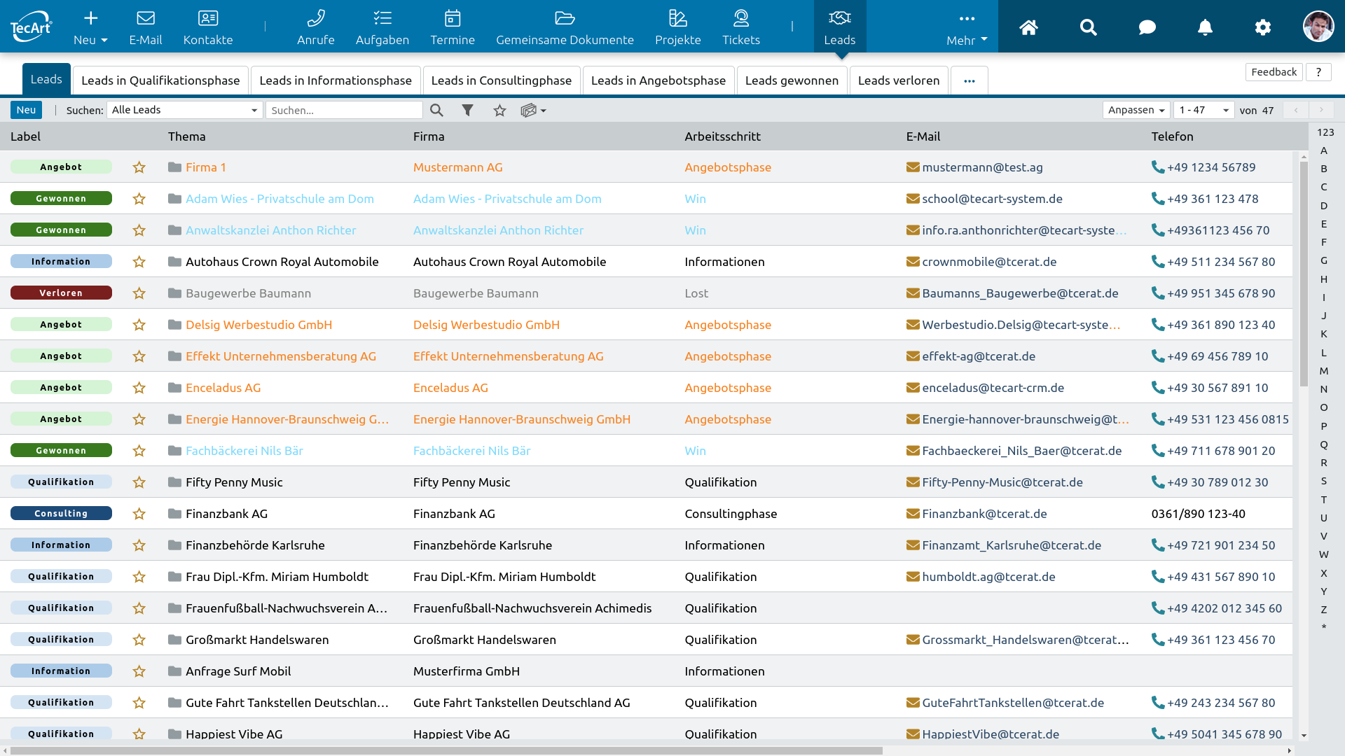 Leadübersicht Leadübersicht