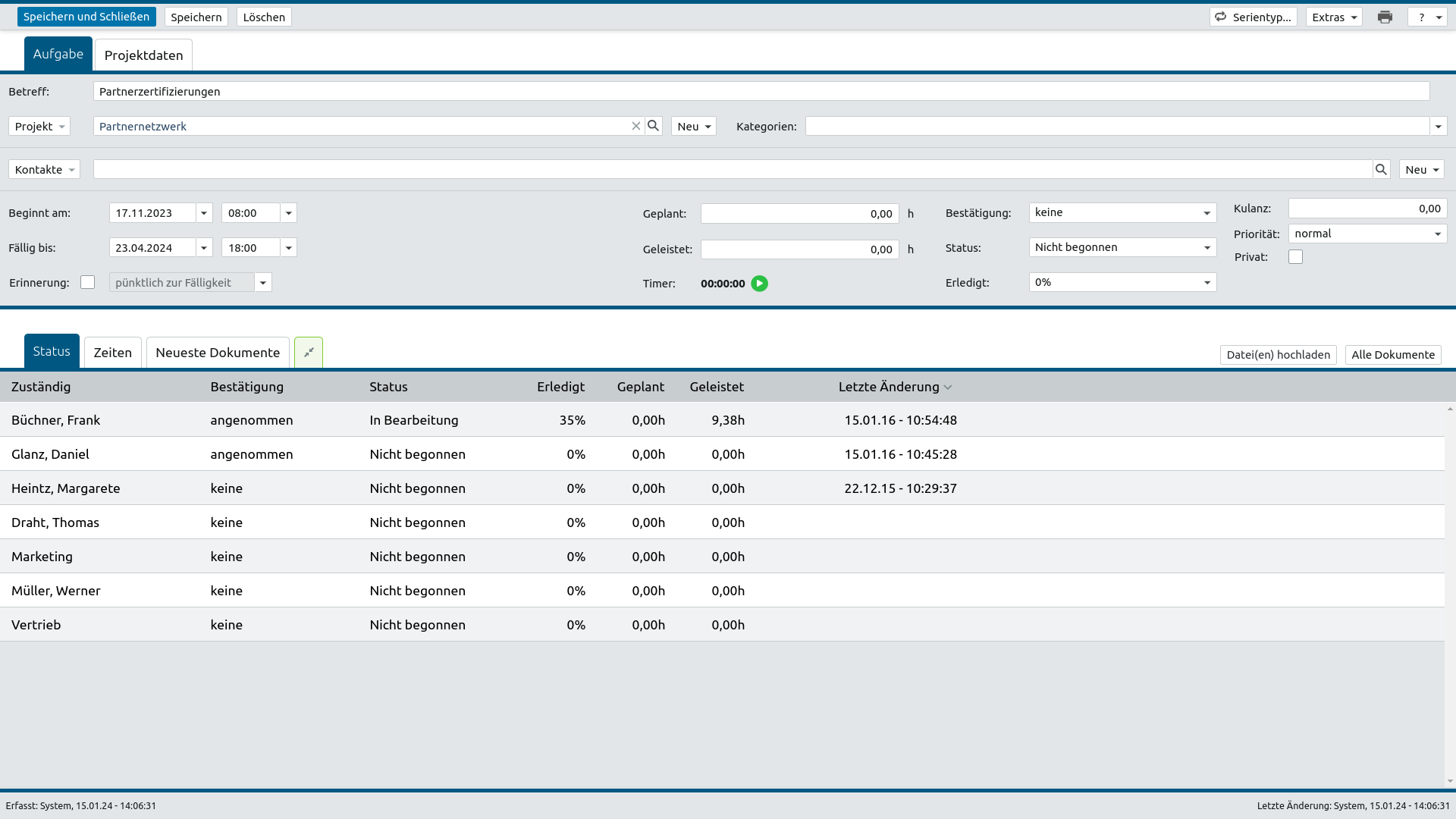 Überblick über den Bearbeitungsstand