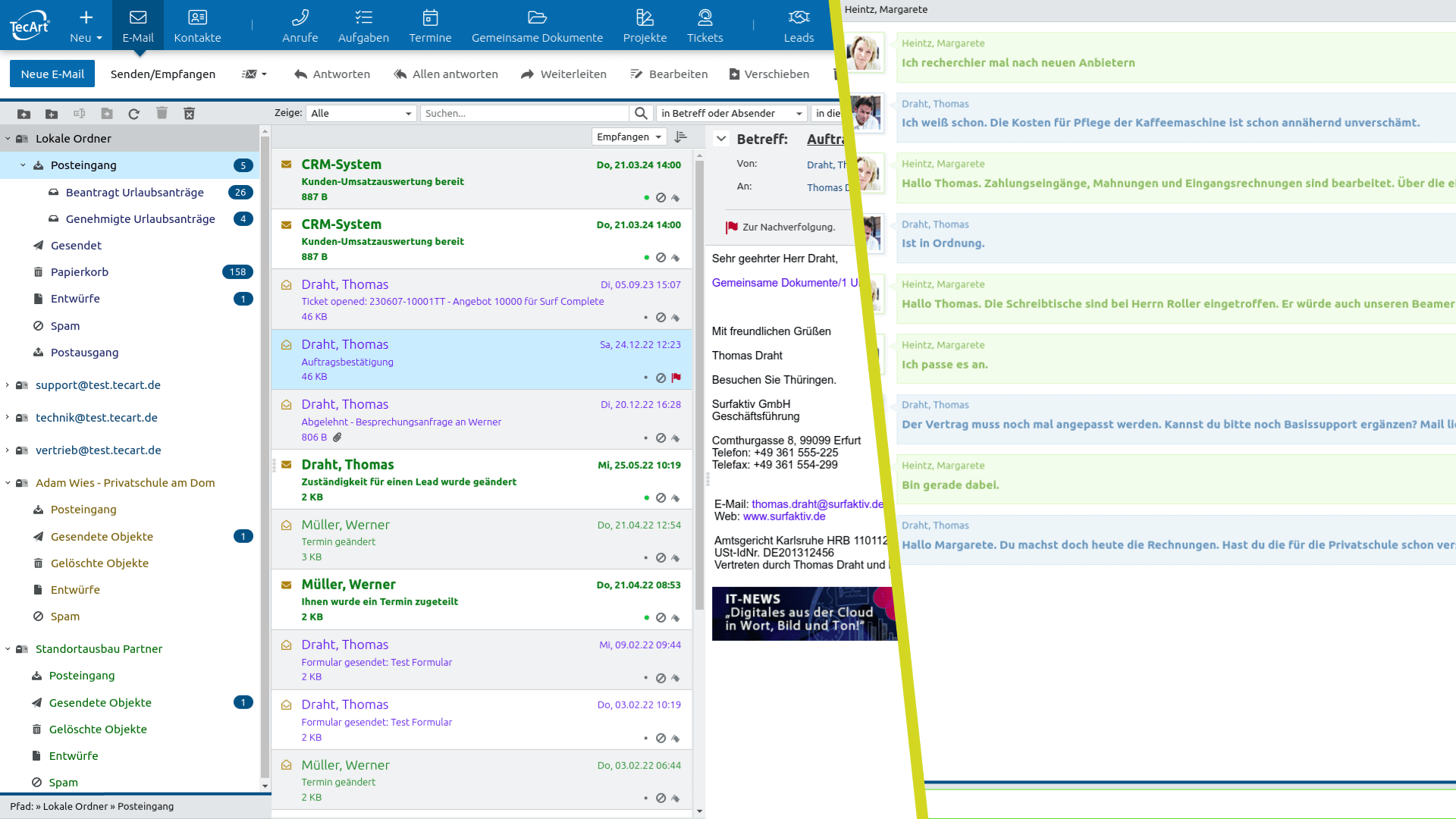 Clevere E-Mail-Integration und Chat