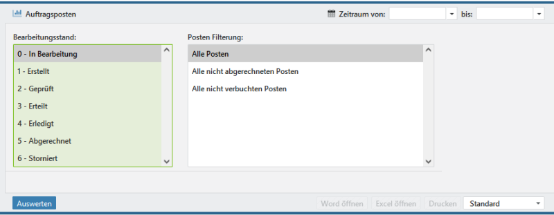 Auswertung Auftragsposten