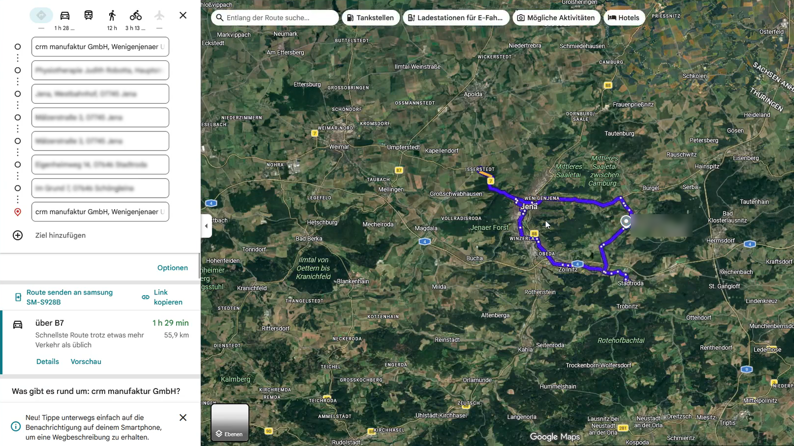 Route in Google Maps